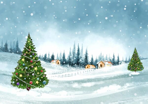 Christmas tree snowy illusion mountain